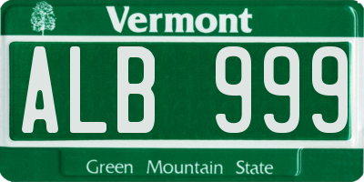 VT license plate ALB999