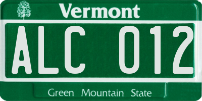 VT license plate ALC012