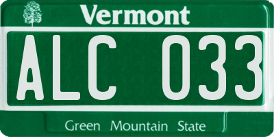 VT license plate ALC033