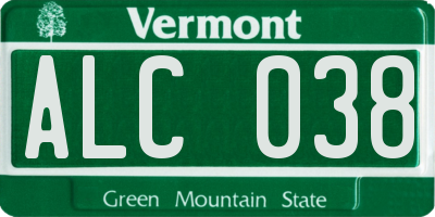 VT license plate ALC038