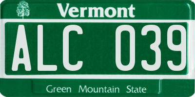 VT license plate ALC039