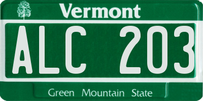 VT license plate ALC203