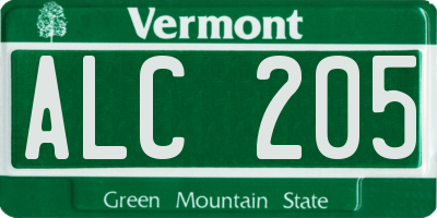 VT license plate ALC205