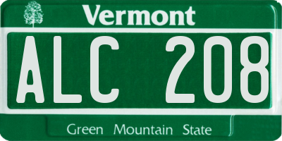 VT license plate ALC208