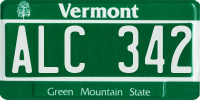 VT license plate ALC342
