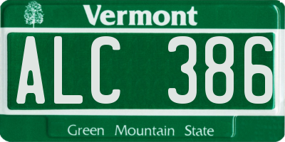 VT license plate ALC386