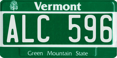 VT license plate ALC596