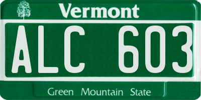 VT license plate ALC603