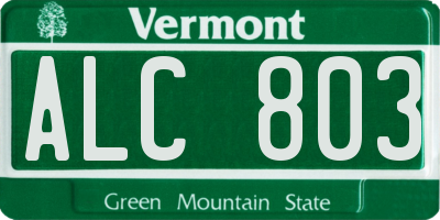 VT license plate ALC803