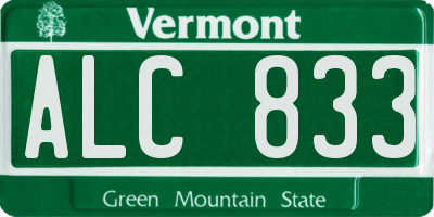 VT license plate ALC833