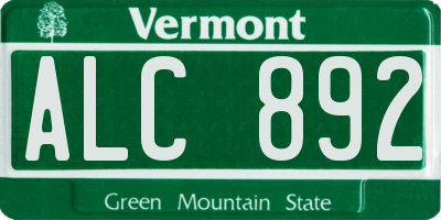 VT license plate ALC892