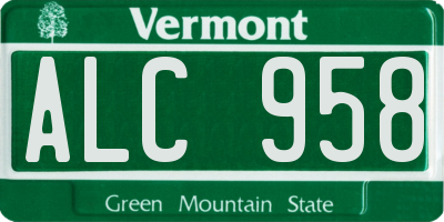 VT license plate ALC958
