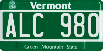 VT license plate ALC980