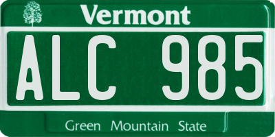 VT license plate ALC985