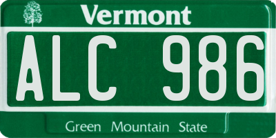 VT license plate ALC986