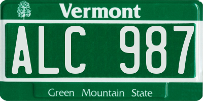 VT license plate ALC987