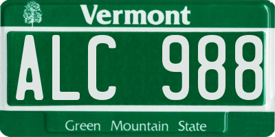 VT license plate ALC988