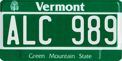 VT license plate ALC989
