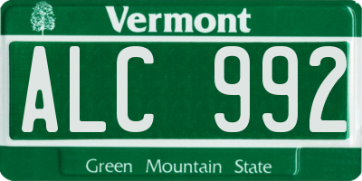VT license plate ALC992