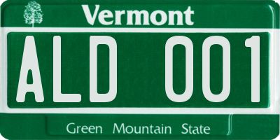 VT license plate ALD001