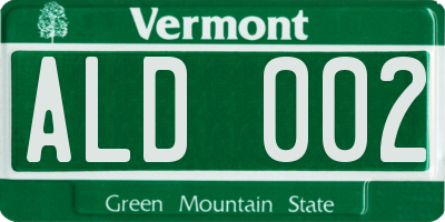 VT license plate ALD002