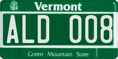 VT license plate ALD008