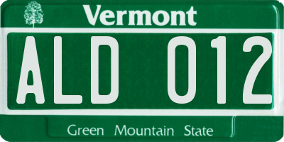 VT license plate ALD012