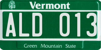 VT license plate ALD013