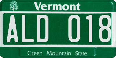VT license plate ALD018