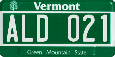 VT license plate ALD021
