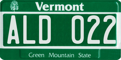 VT license plate ALD022