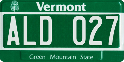 VT license plate ALD027