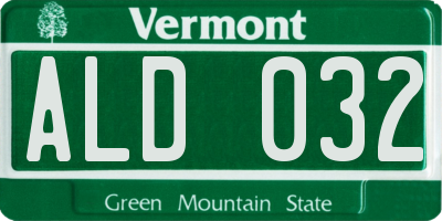 VT license plate ALD032