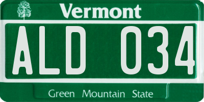 VT license plate ALD034