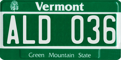 VT license plate ALD036