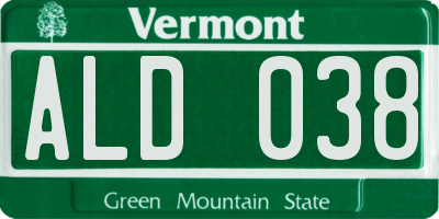 VT license plate ALD038