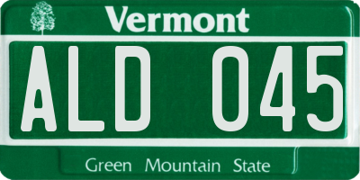 VT license plate ALD045