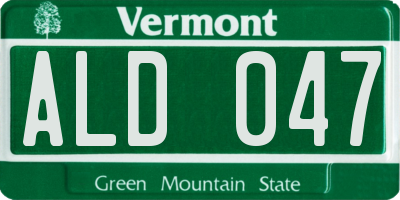VT license plate ALD047