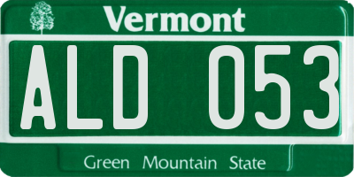 VT license plate ALD053