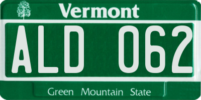 VT license plate ALD062