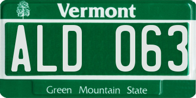 VT license plate ALD063