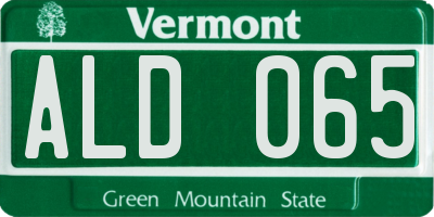 VT license plate ALD065