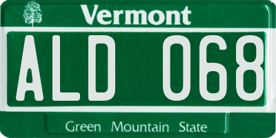 VT license plate ALD068