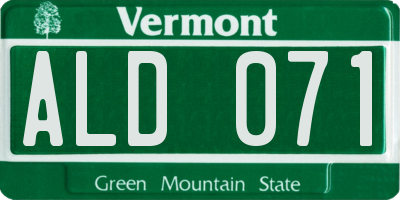 VT license plate ALD071