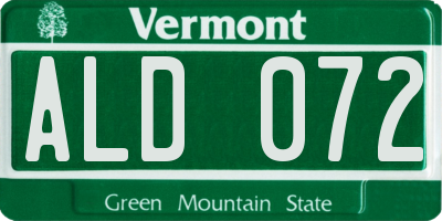 VT license plate ALD072