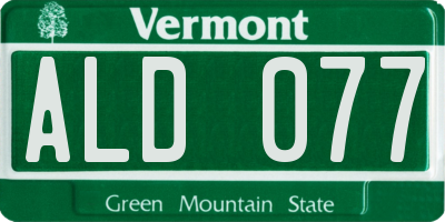 VT license plate ALD077