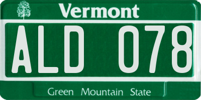 VT license plate ALD078
