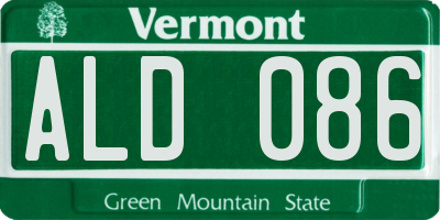VT license plate ALD086