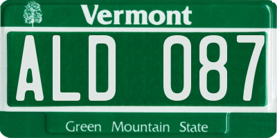 VT license plate ALD087