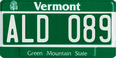 VT license plate ALD089